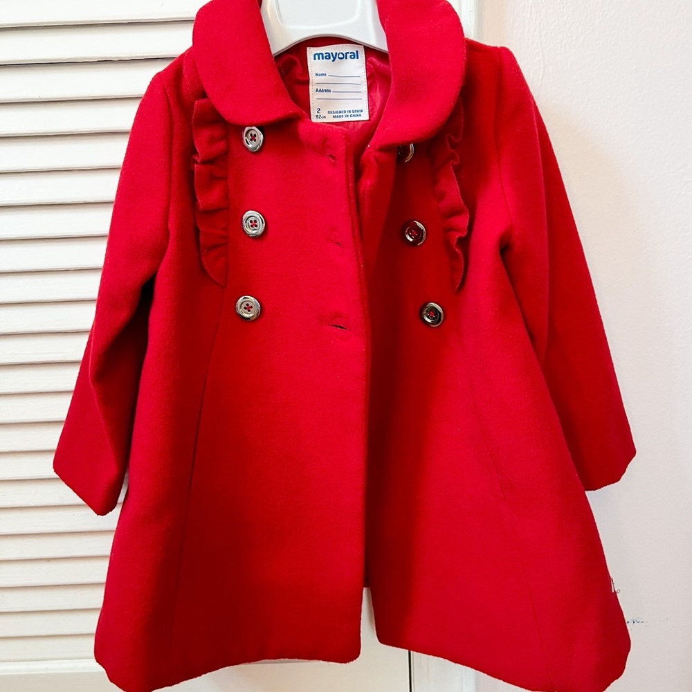Mayoral Red Pea Coat - Size 2